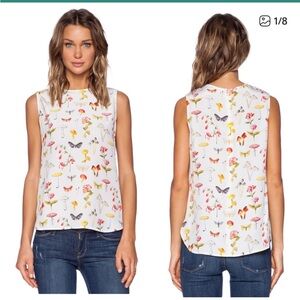 Equipment Silk Lyle Mushroom Season Floral Blouse Large